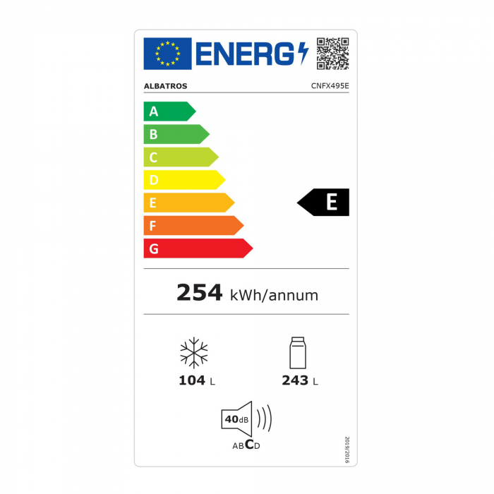 Combina Frigorifica Albatros CNFX495E, 347 L, Full No Frost, Clasa energetica E, 3 sertare congelator, Inaltime 195 cm, Inox/ Argintiu [8]