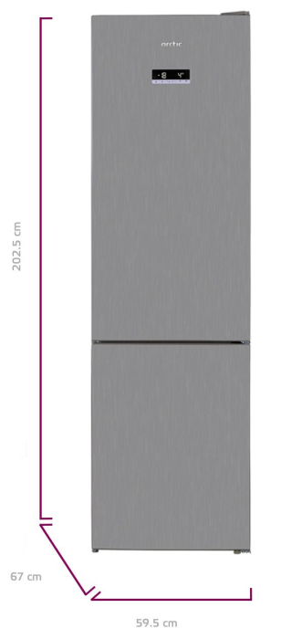 Combina frigorifica Arctic AK60406E40NFMT, 362 L, Blue Tech, Air Flow Dual Tech, EffiLine, clasa E, H 202.5 cm, Inox Metal Look [6]