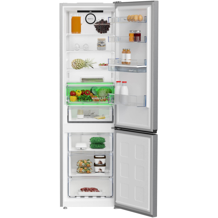 Combina frigorifica Beko, 355l, Clasa E, NoFrost, Display, dozator apa, AeroFlow, HarvestFresh, H 203.5, Melat Look [4]