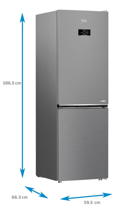 Combina frigorifica Beko B3RCNA364HXB1, No Frost, 316 L, 186.5 H, Suport pentru sticle, XXL Bottle holder, Clasa E, Metal Look [10]