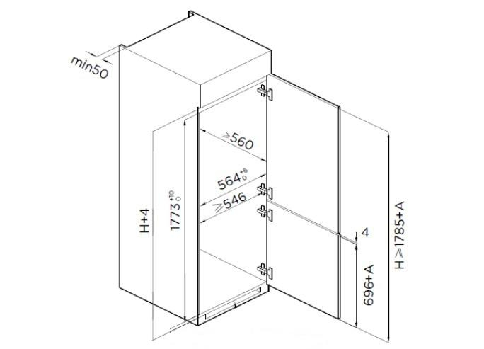 Combina frigorifica Incorporabila HEINNER HC-BIM271INVE++, 271L, Clasa E, COMPRESOR INVERTER, Display cu leduri (in interior), Functie super racire/super congelare [2]