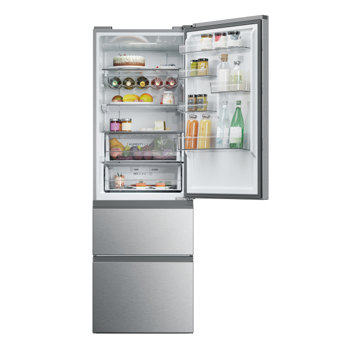 Combina frigorifica Haier 3D 60 Seria 5,, 360 l, Clasa D, No Frost, Afisaj Electronic, Iluminare LED, H 185 cm Argintiu [2]