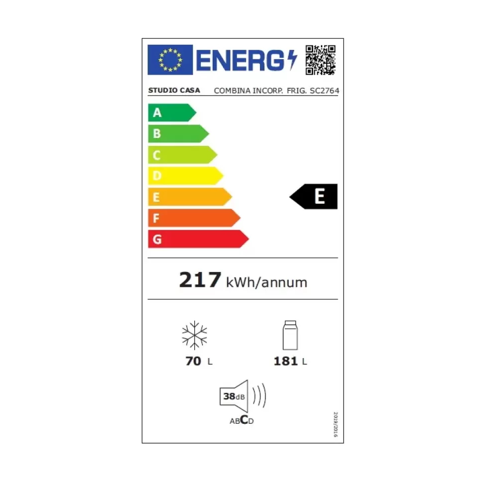 Combina frigorifică incorporabilă Studio Casa SC 2764, 251 L, H 177 cm, sistem Less Frost, termostat reglabil, alb [4]