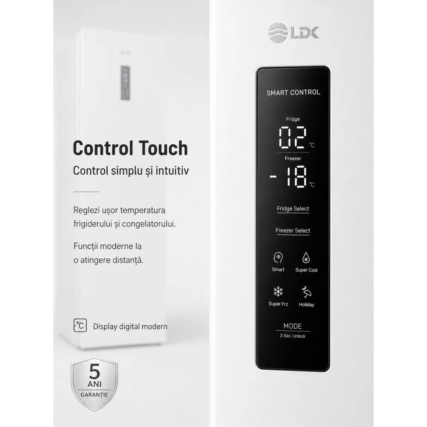 Combina frigorifica LDK CF-344NFDI W, Capacitate 344 l, Control Touch, H 195 cm, Clasa E, Alb [11]