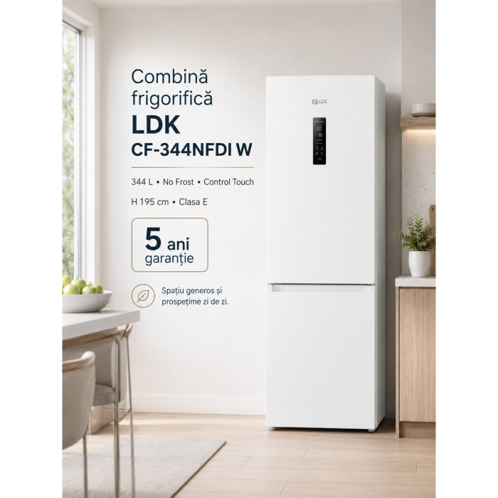 Combina frigorifica LDK CF-344NFDI W, Capacitate 344 l, Control Touch, H 195 cm, Clasa E, Alb [9]