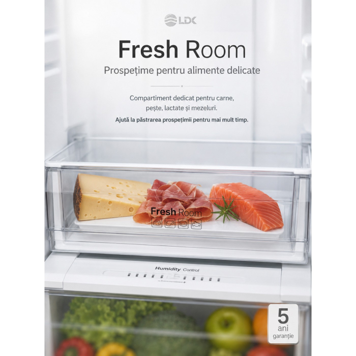 Combina frigorifica LDK CF-344NFDI W, Capacitate 344 l, Control Touch, H 195 cm, Clasa E, Alb [14]