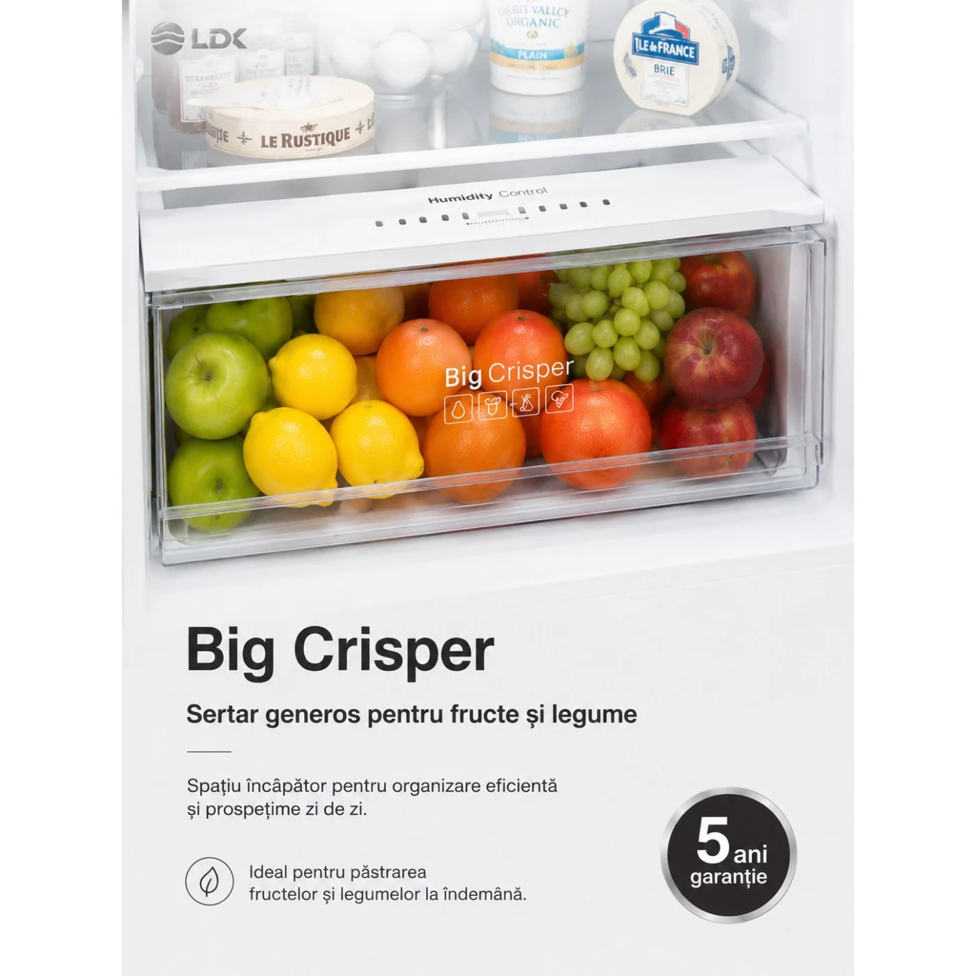 Combina frigorifica LDK CF-344NFDI W, Capacitate 344 l, Control Touch, H 195 cm, Clasa E, Alb [13]