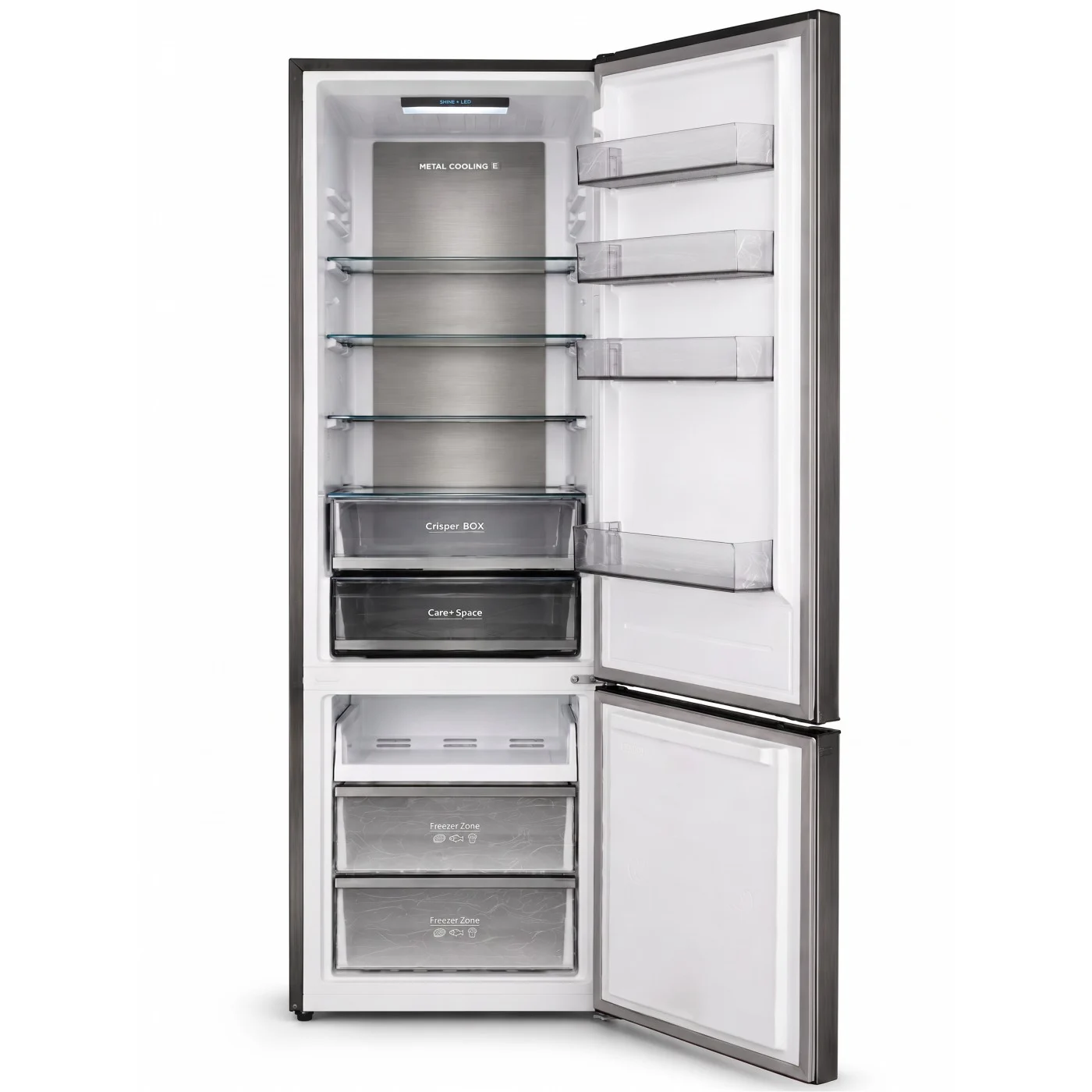 Combina frigorifica LDK CF-405NFDS2, Capacitate 405 l, No Frost, Control Touch, Multi AirFlow, Cripser Box, Care+ Space, Dark Inox [3]