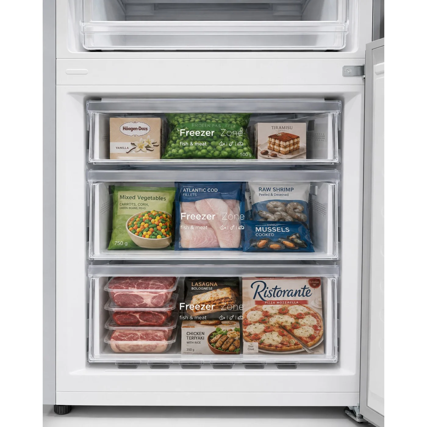Combina frigorifica LDK CF-442NFDS, Capacitate 442 l, Latime 70 cm, Control Touch, MultiAir Flow, Rafturi Sticla, Crisper Box, H 186 cm, Clasa E, Dark Inox [6]