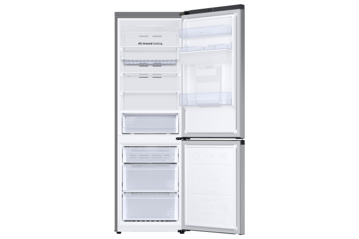 Combina frigorifica Samsung, 341 l, Clasa E, Total No Frost, Compresor Digital Inverter, All-Around Cooling, Dozator apa, Iluminare LED, Afisaj intern, WiFi, AI Energy️, H 185 cm, Inox [2]