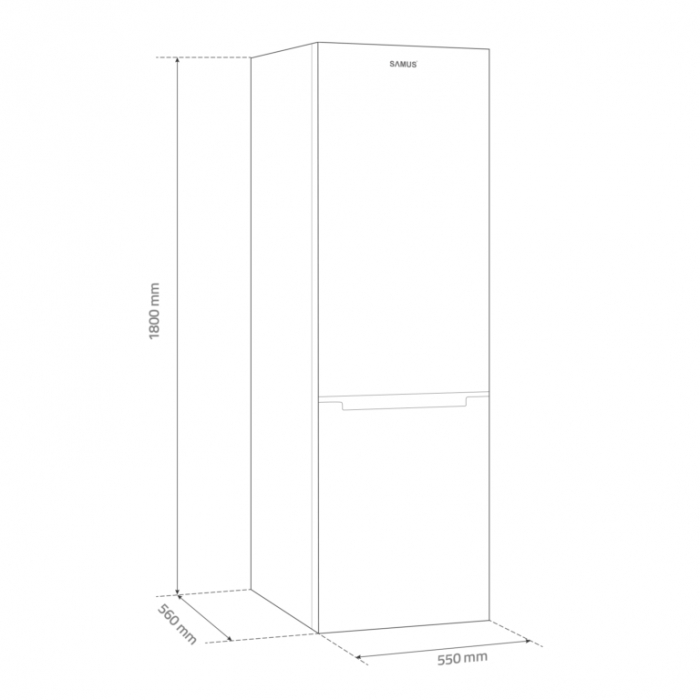 Combina frigorifica Samus SCB344E, 262 litri, clasa E, inaltime 180 cm, termostat reglabil, dezghetare automata la frigider,  lumina interioara tip LED,  neagra [4]