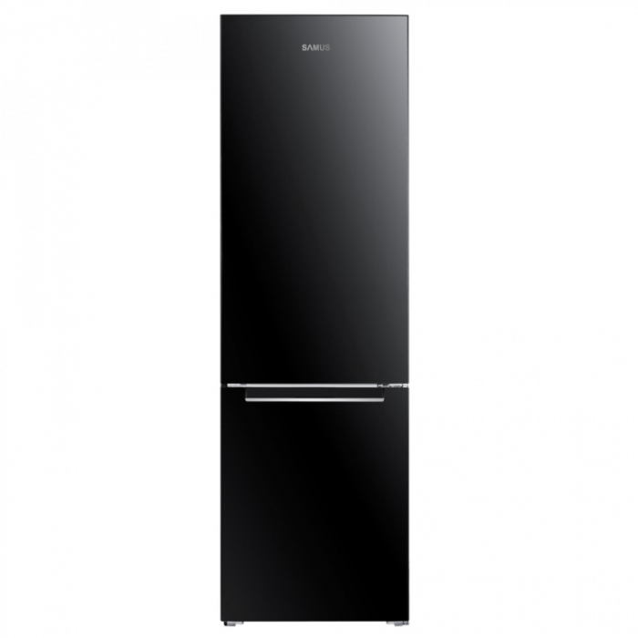 Combina frigorifica Samus SCB344E, 262 litri, clasa E, inaltime 180 cm, termostat reglabil, dezghetare automata la frigider,  lumina interioara tip LED,  neagra [1]