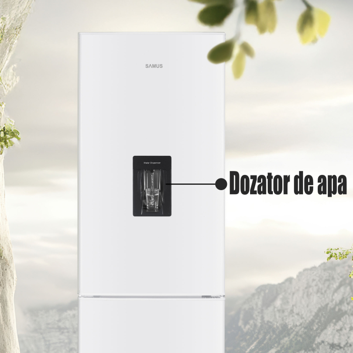 Combina frigorifică Samus SCW396ED, 313 L net (217 L frigider + 96 L congelator), dozator apă, clasa E, iluminare LED, uși reversibile, dezghețare automată frigider [7]