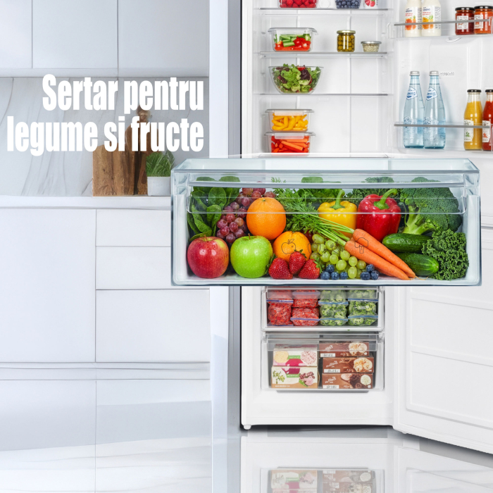 Combina frigorifică Samus SCW396NFDE, 286 L net (210 L frigider + 83 L congelator), Full No‑Frost, dozator de apă, LED, clasa E, uși reversibile [10]