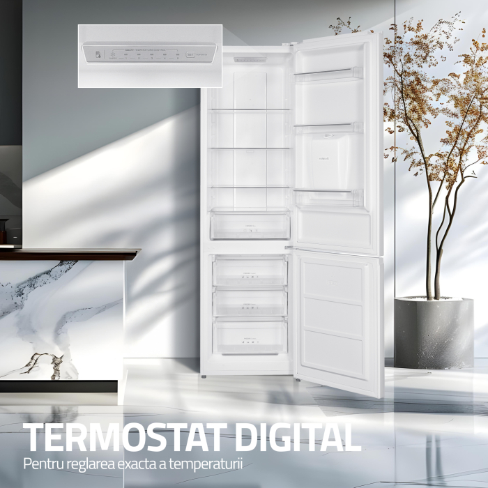 Combina frigorifica Samus SCW506NFDE, 324 L, Full No Frost, Dozator apă, Control electronic LED, Clasa E, Alb [9]