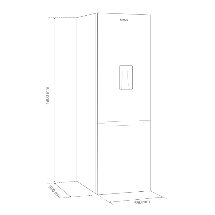 Combina frigorifica Samus SCX344ED, 260 litri, clasa E, inaltime 180 cm, dozator de apa, termostat reglabil, usi reversibile, lumina interioara tip LED, picioare reglabile, argintie [3]