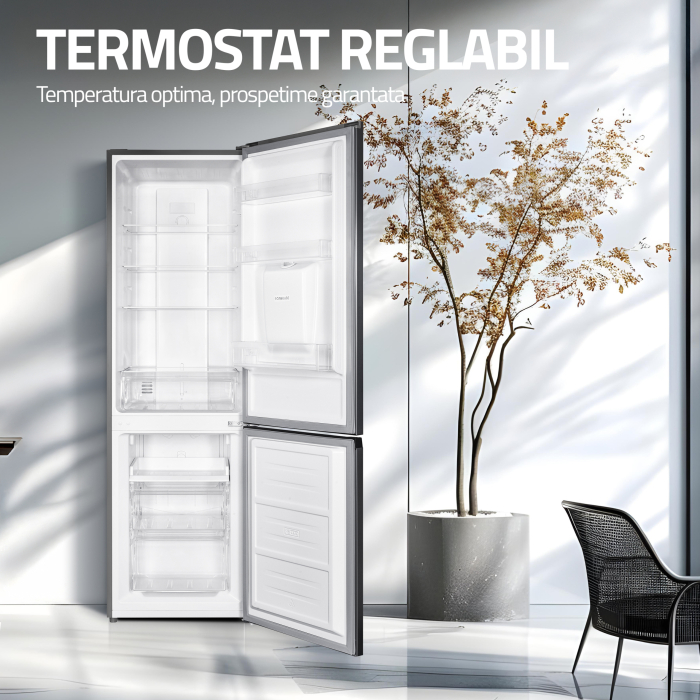 Combina Frigorifică Samus SCX357NFDE, 251L, Full No Frost, Clasa E, Termostat Reglabil, Uși Reversibile, Iluminare LED, Inox [9]