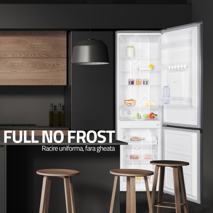 Combina Frigorifică Samus SCX357NFDE, 251L, Full No Frost, Clasa E, Termostat Reglabil, Uși Reversibile, Iluminare LED, Inox [6]