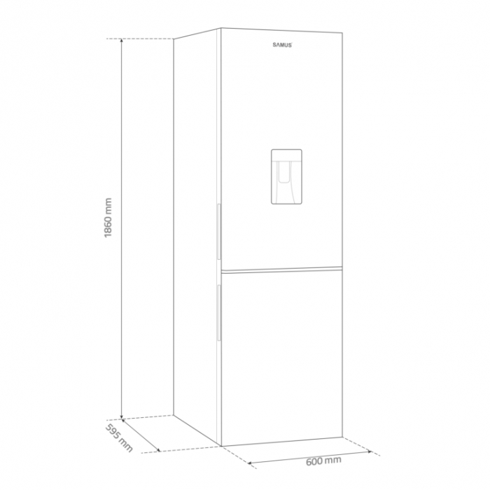 Combina frigorifica Samus SCX396ED, 313 litri, clasa E, inaltime 186 cm, dozator de apa, termostat reglabil, dezghetare automata la frigider, lumina interioara tip LED,  argintie [3]