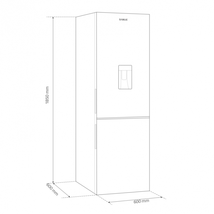 Combina frigorifica Samus SCX396NFDE, 291 litri, Full No Frost, clasa E, inaltime 185 cm, dozator de apa, termostat reglabil, lumina interioara tip LED, Argintie [4]