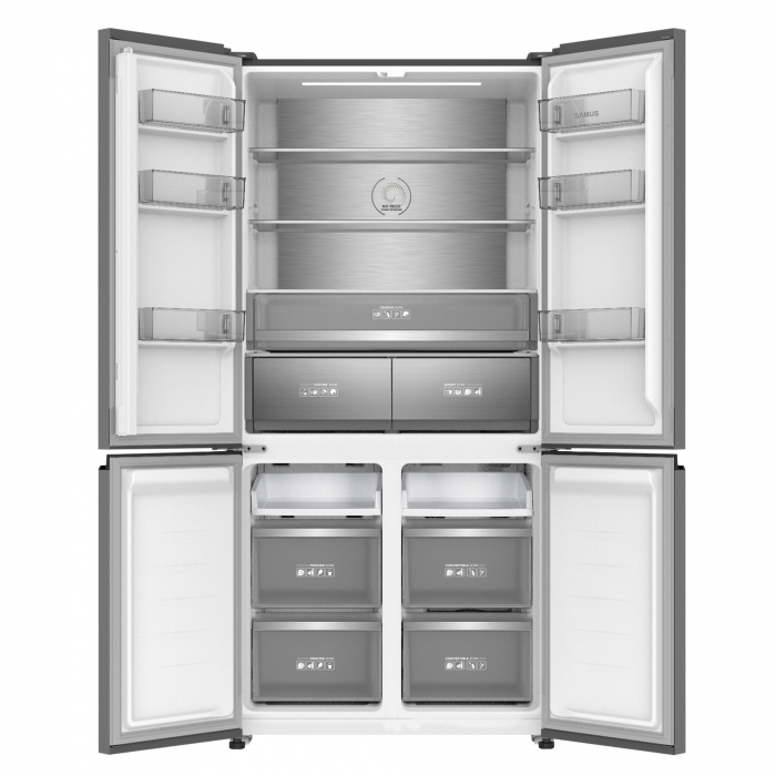 Side by side Slot-in cu 4 usi Samus S4DX-650NFE, 503 L, Full No Frost, Multi climate system, Afisaj LCD, Clasa energetica E, H 190.2 cm, Inox [2]