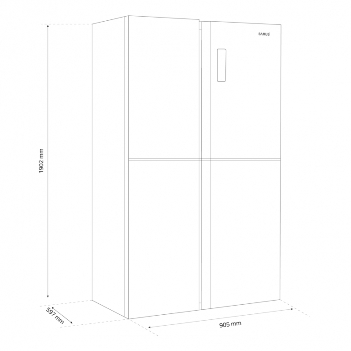 Side by side Slot-in cu 4 usi Samus S4DX-650NFE, 503 L, Full No Frost, Multi climate system, Afisaj LCD, Clasa energetica E, H 190.2 cm, Inox [8]