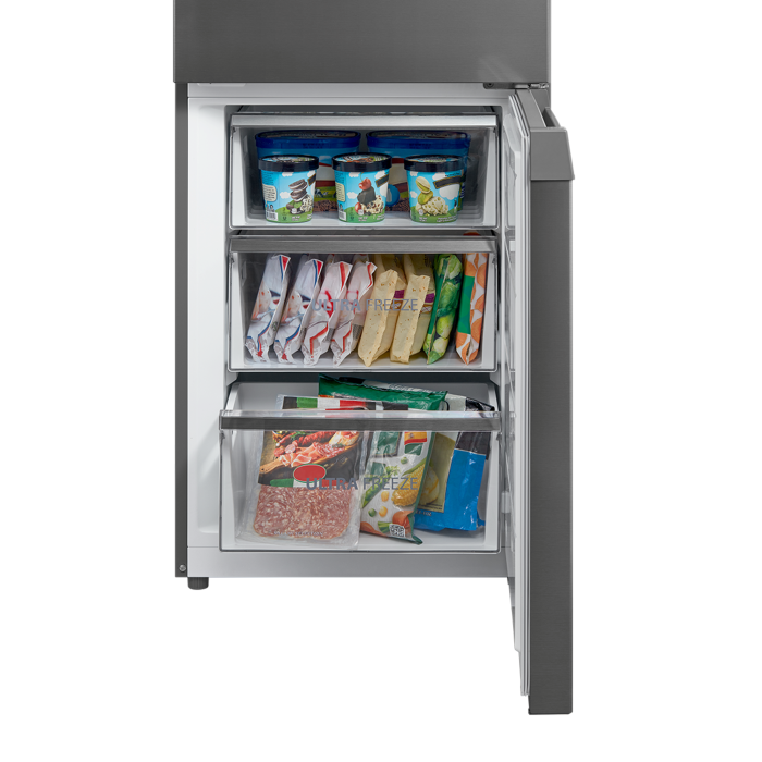 Combina frigorifica Toshiba, clasa energetica E, volum net total 378 litri (256+122L), no frost, afisaj LED, control electronic al temperaturii, iluminare interior LED, culoare Silver [5]
