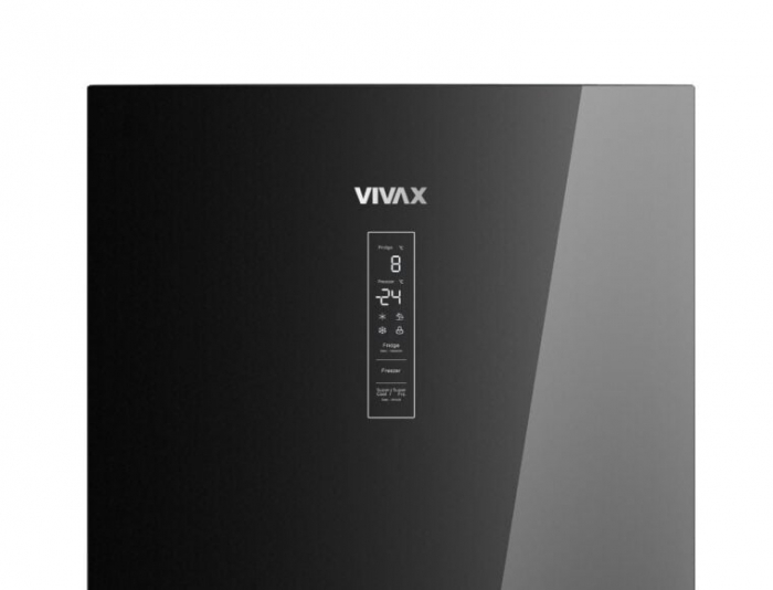 Combina frigorifica VIVAX CF-3781DNF BG, 378L, Clasa E, Total No Frost si No Frost Multi Air Flow, Termostat digital LED, Iluminare LED, Fast Freeze, Avertizare sonora, Usi reversibile, H 197cm, Sticl [6]