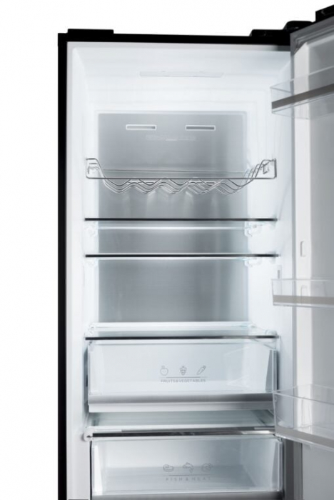 Combina frigorifica VIVAX CF-3781DNF BG, 378L, Clasa E, Total No Frost si No Frost Multi Air Flow, Termostat digital LED, Iluminare LED, Fast Freeze, Avertizare sonora, Usi reversibile, H 197cm, Sticl [3]