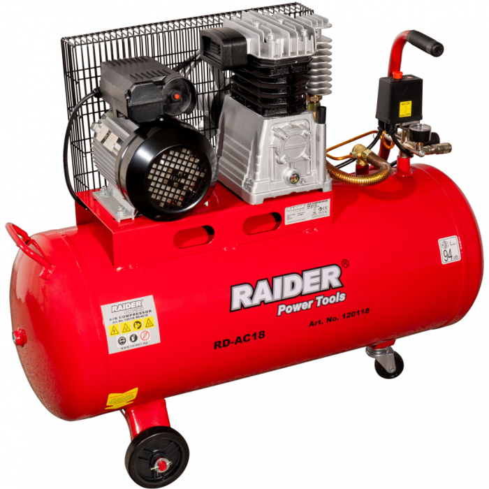 Compresor de aer pe curea, butelie 100l, putere motor 2.2kW, debit aer 320l/min, 2 pistoane, RD-AC18 [2]