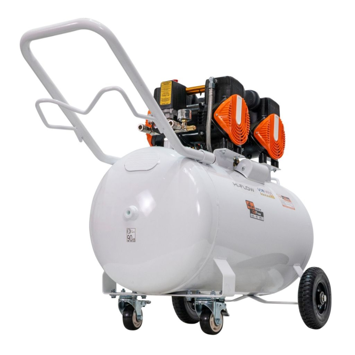 Compresor aer RURIS Silent Power 10000 OilFree, 3000W, 100L, 8 bar, debit 528 l/min, silențios, fără ulei, 2 cilindri, 2 ieșiri cu manometru, protecții multiple, roți transport [3]