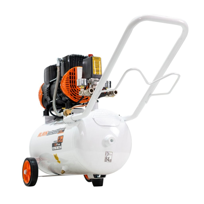 Compresor aer RURIS Silent Power 2400 OilFree, 1500W (2 CP), 24L, 8 bar, debit 236 l/min, silențios, fără ulei, 2 cilindri, 2 ieșiri cu manometru, protecții multiple [2]