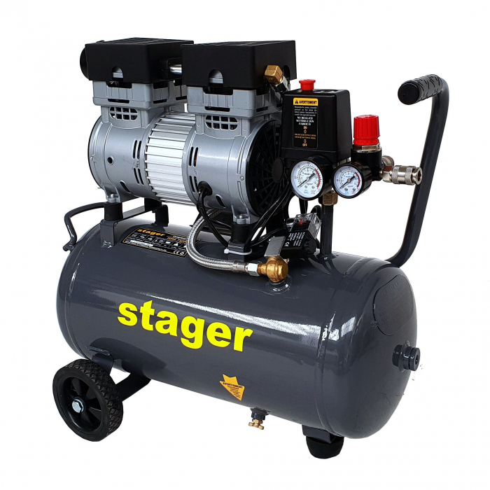 Compresor aer Stager HM0.75JW/24, 24L, 8bar, 135 L/min, monofazat, angrenare directa, silentios [1]