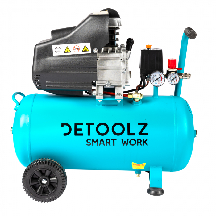 Compresor cu ulei, 1680 W, 50 l, debit 206L/min, 8 bar, 2 prize de aer,  Detoolz [18]