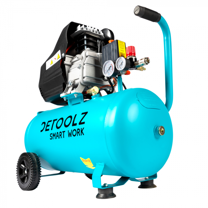 Compresor cu ulei, 1680 W, 50 l, debit 206L/min, 8 bar, 2 prize de aer,  Detoolz [9]