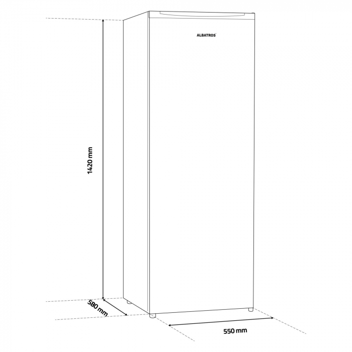 Congelator Albatros CA215NE 185L – 4 Sertare Transparențe, 1 Raft Glisant, Clasa Energetică E, Capacitate Congelare 7.8 kg/24h, Termostat Reglabil, Dezghețare Manuală, Ușă Reversibilă, Picioare Reglab [3]