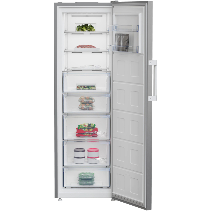Congelator Beko B5RFNE314XB, 286 l, 8 sertare, Clasa E, No Frost, Compresor ProSmart Inverter, Compartiment MaxStore, Usi reversibile, Rafturi usa, H 186 cm, Gri [3]