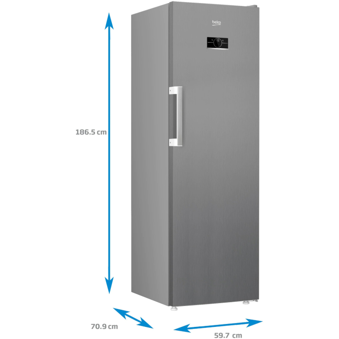 Congelator Beko B5RFNE314XB, 286 l, 8 sertare, Clasa E, No Frost, Compresor ProSmart Inverter, Compartiment MaxStore, Usi reversibile, Rafturi usa, H 186 cm, Gri [4]