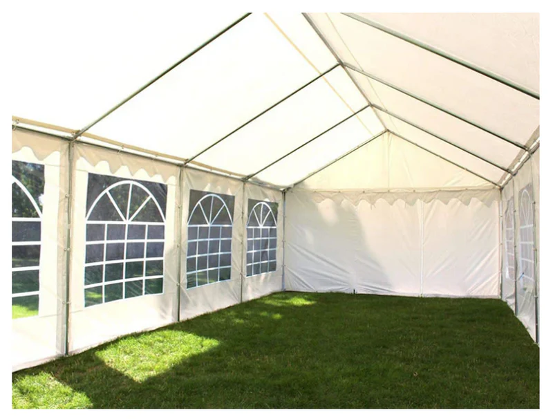 Cort Evenimente 4x8 m, structură oțel galvanizat Ø38 mm, prelata PVC 500g/m², protecție UV 80+, impermeabil, capacitate 54 persoane [4]