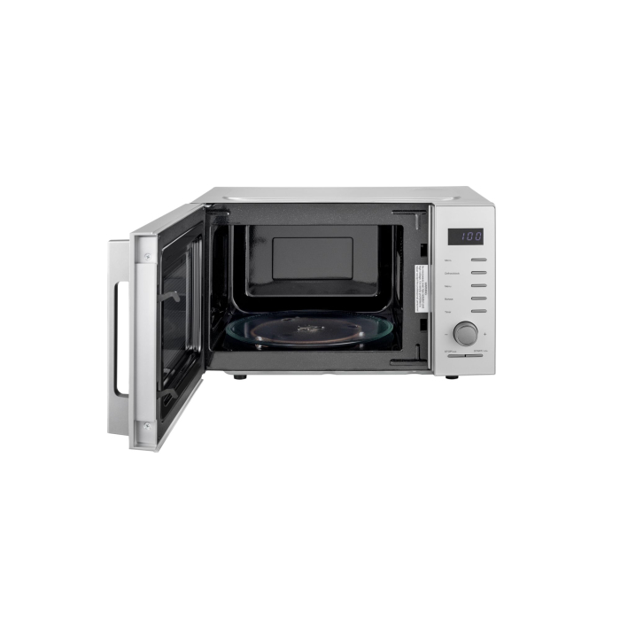 Cuptor cu microunde Daewoo, control digital, 25 litri, putere 850 W, 5 niveluri de putere, 8 retete presetate, display led alb, platou rotativ de 28,5 cm, culoare: Silver [2]