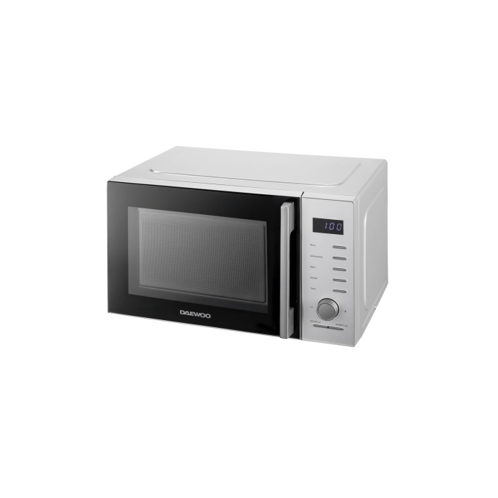 Cuptor cu microunde Daewoo, control digital, 25 litri, putere 850 W, 5 niveluri de putere, 8 retete presetate, display led alb, platou rotativ de 28,5 cm, culoare: Silver [3]