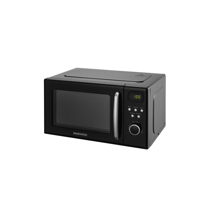 Cuptor cu microunde Daewoo, control digital (tip ceas), 20 litri, 700 W, 8 programe, 5 niveluri de putere, farfurie interioara: 25,5 cm, cavitate interioara vopsita: gri, functie dezghetare: greutate [2]