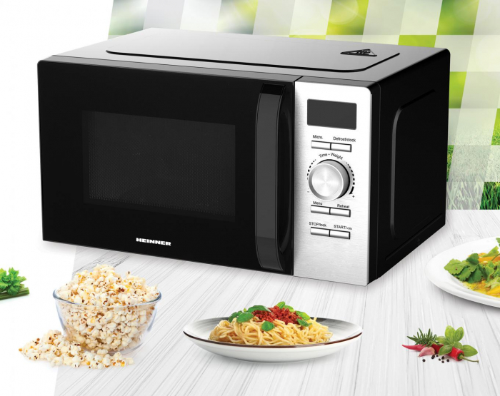 Cuptor cu microunde Heinner HMW-D2060BK, 20 l, 700 W, Control digital, Display LED, Timer, Blocare acces copii, Negru/Inox [2]