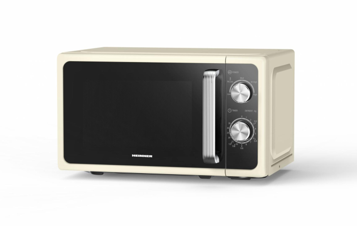 Cuptor cu Microunde Heinner HMW-MD20MRCR, 20 L, 700 W, Control Mecanic, 5 Trepte de Putere, Funcție Decongelare, Timer 35 Minute, Design Retro, Crem [2]