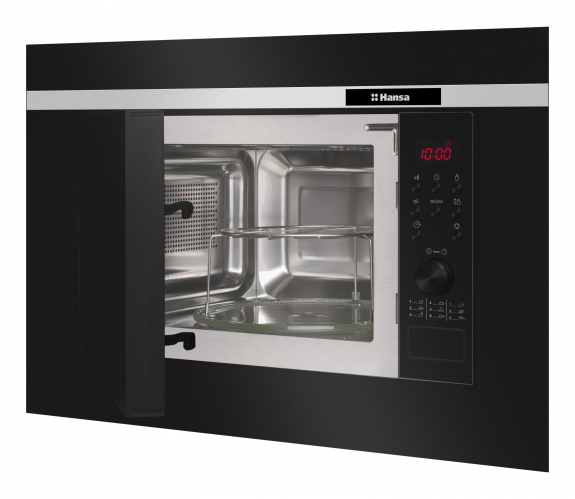 Cuptor cu microunde incorporabil Hansa, 20 L, display, 700 W, grill, 7 nivele putere, 9 programe, decongelare, ChildLock, sticla neagra [3]