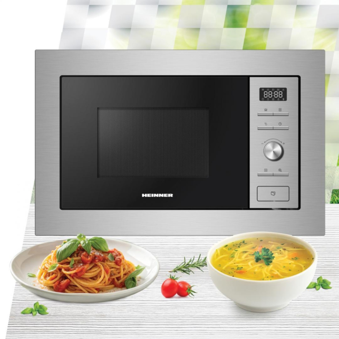 Cuptor cu microunde incorporabil Heinner HMW-MDBI28GDIX, 28L, 900W, Grill 1000W, Control digital, 21 programe, Afisaj digital, Inox [2]