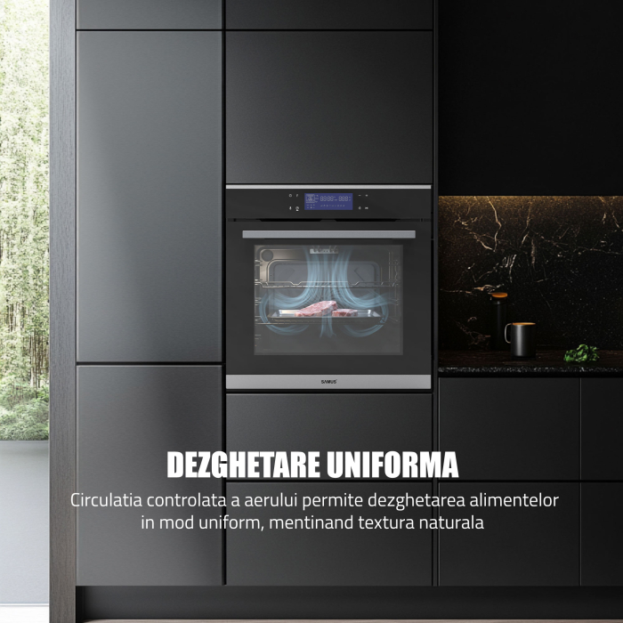 Cuptor Electric 74L, Clasa A+, 13 Funcții, Touch Control LED, Panou Sticlă Neagră – Grill, Convectie 3D, Autocurățare Catalitică [8]