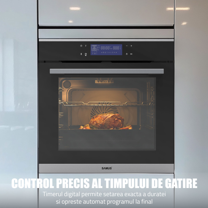 Cuptor Electric 74L, Clasa A+, 13 Funcții, Touch Control LED, Panou Sticlă Neagră – Grill, Convectie 3D, Autocurățare Catalitică [11]