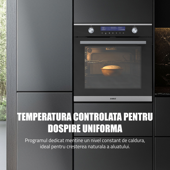 Cuptor Electric 74L, Clasa A+, 13 Funcții, Touch Control LED, Panou Sticlă Neagră – Grill, Convectie 3D, Autocurățare Catalitică + Accesorii Incluse [8]