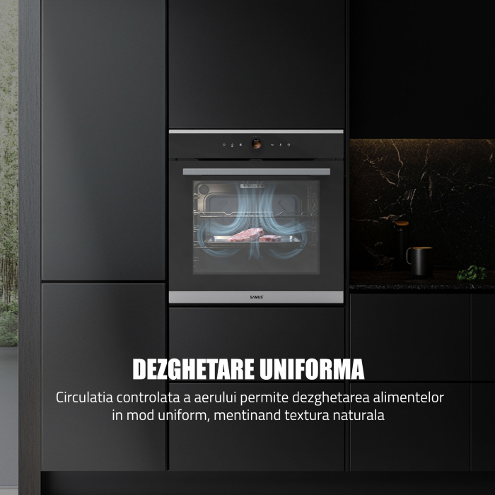 Cuptor Electric 74L, Clasa A+, 15 Funcții, Touch Control TFT, Curatare catalitica, Ventilator, Panou Sticlă Neagră – Grill, Air Fryer + Accesorii Incluse [9]